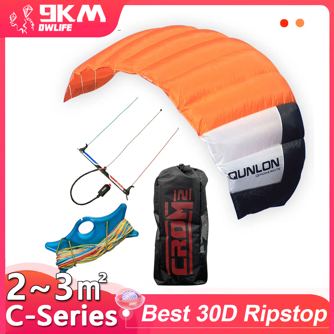 9km2~3sqm Triple Line Power Tr - Kite Surf Bar Control ulasan dan harga